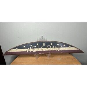 Vtg Interior Accents Americana Collection Welcome Plague 30" Primitive Farmhouse